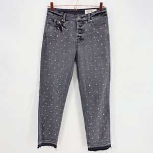 Pistola Charlie Gem Embellished Raw Hem Jeans